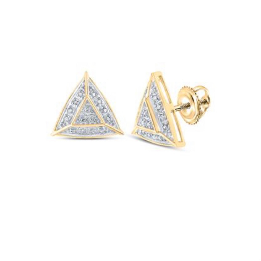 10k solid gold real diamond triangle custom designed earrings, FREE APPRAISAL!